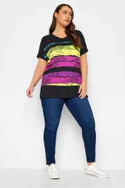 Yours Curve Mid Black Abstract Stripe Print Top - Image 2 of 4