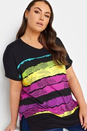 Yours Curve Mid Black Abstract Stripe Print Top - Image 4 of 4