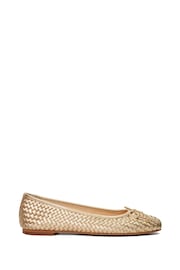 Dune London Gold Heights Flexible Sole Woven Ballerina Flat Shoes - Image 1 of 7