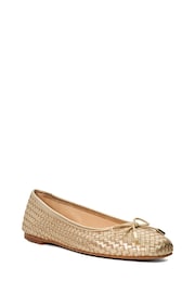 Dune London Gold Heights Flexible Sole Woven Ballerina Flat Shoes - Image 2 of 7