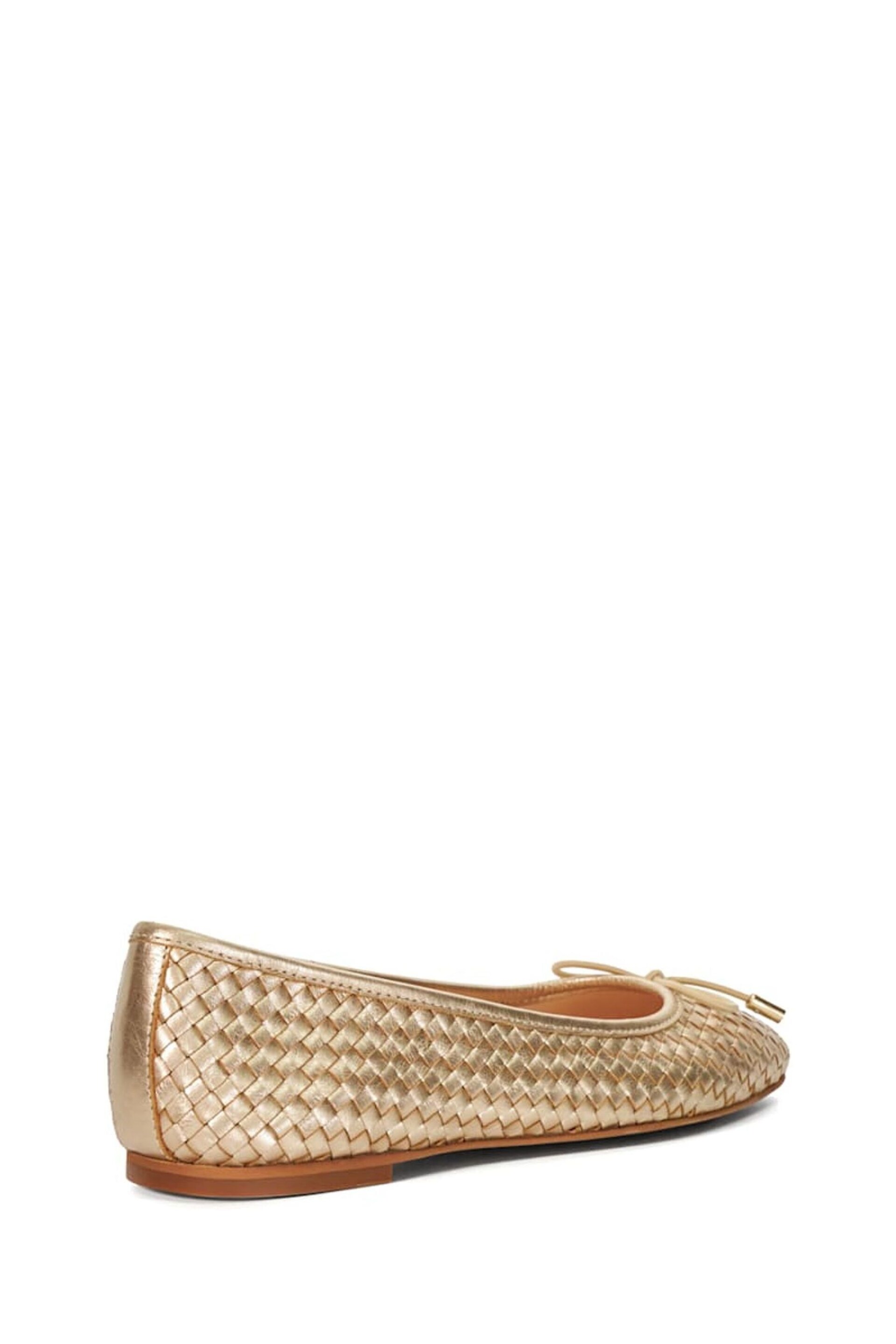 Dune London Gold Heights Flexible Sole Woven Ballerina Flat Shoes - Image 3 of 7