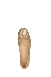 Dune London Gold Heights Flexible Sole Woven Ballerina Flat Shoes - Image 4 of 7