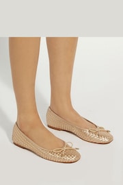 Dune London Gold Heights Flexible Sole Woven Ballerina Flat Shoes - Image 7 of 7