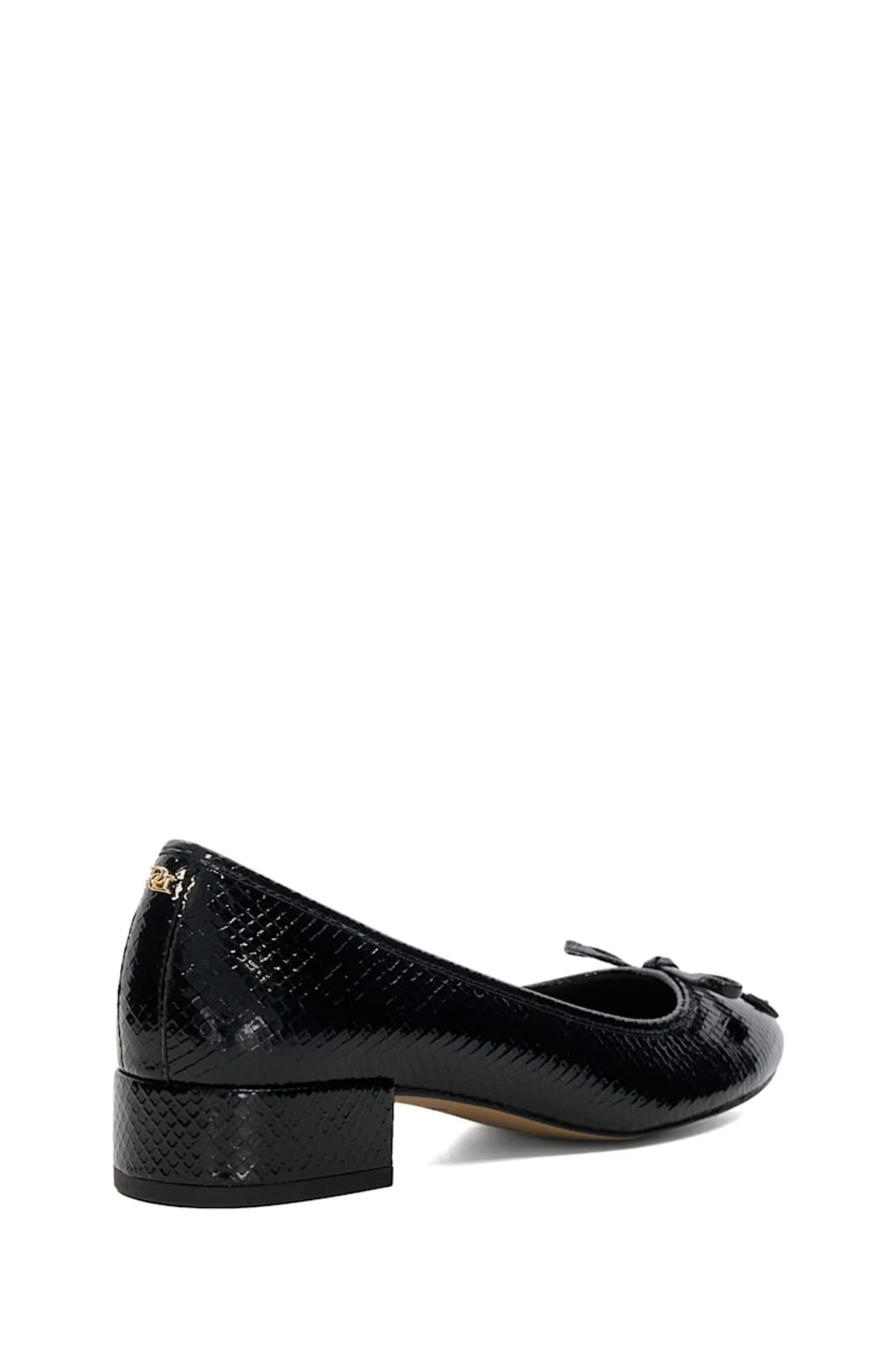 Dune London Black Chrome Block Heel Hollies Ballerina Shoes - Image 6 of 8