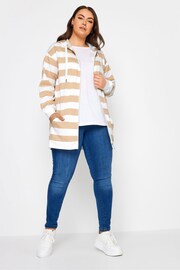 Yours Curve Cream Stripe Zip Through Hoodie - Image 2 of 4