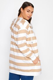 Yours Curve Cream Stripe Zip Through Hoodie - Image 3 of 4