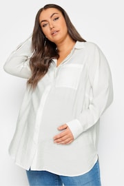 Yours Curve Cream/White Bump It up Maternit Stripe Shirt - Image 1 of 4