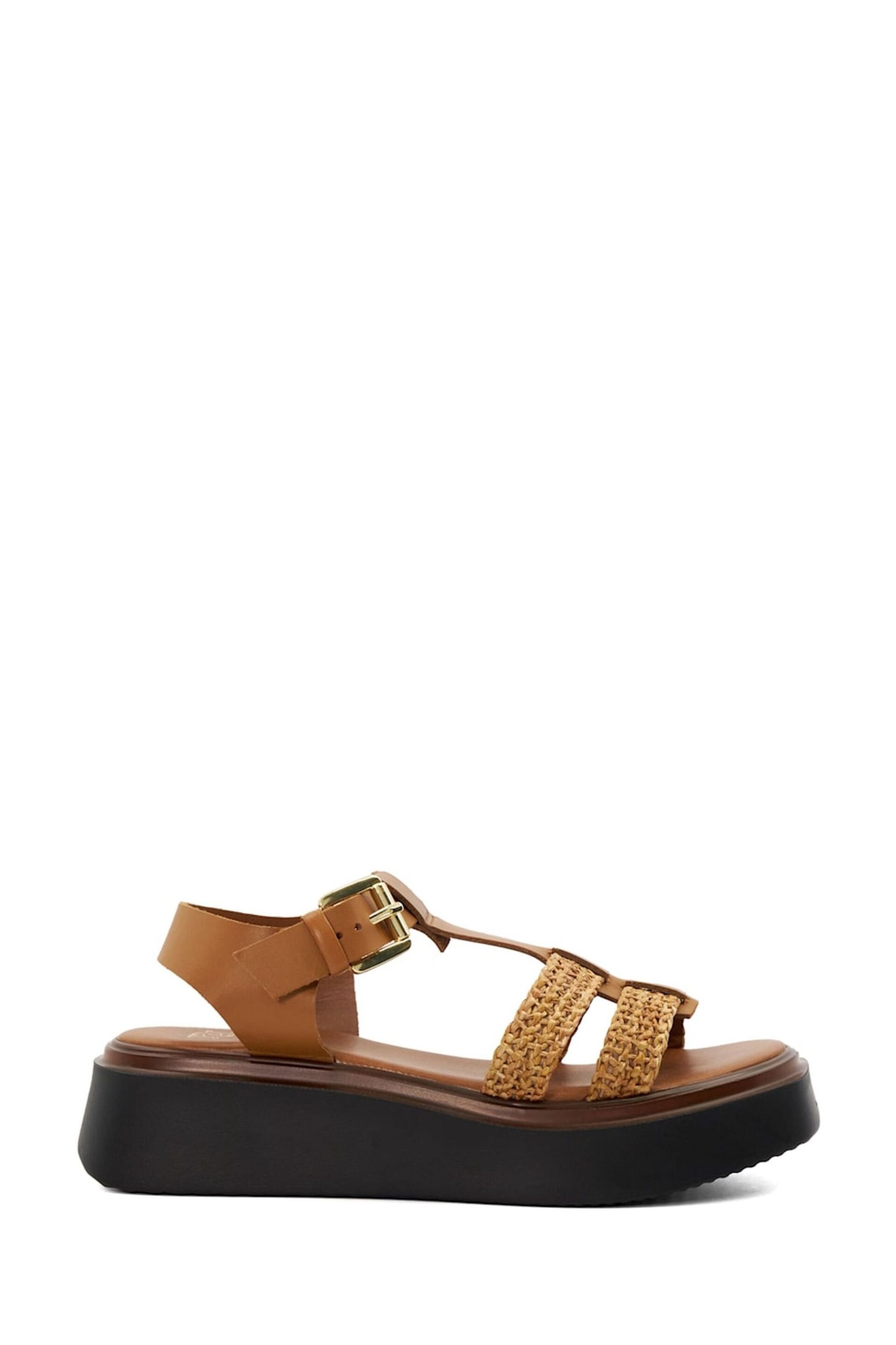 Dune London Brown Lyons T-Bar Flatform Sandals - Image 3 of 6