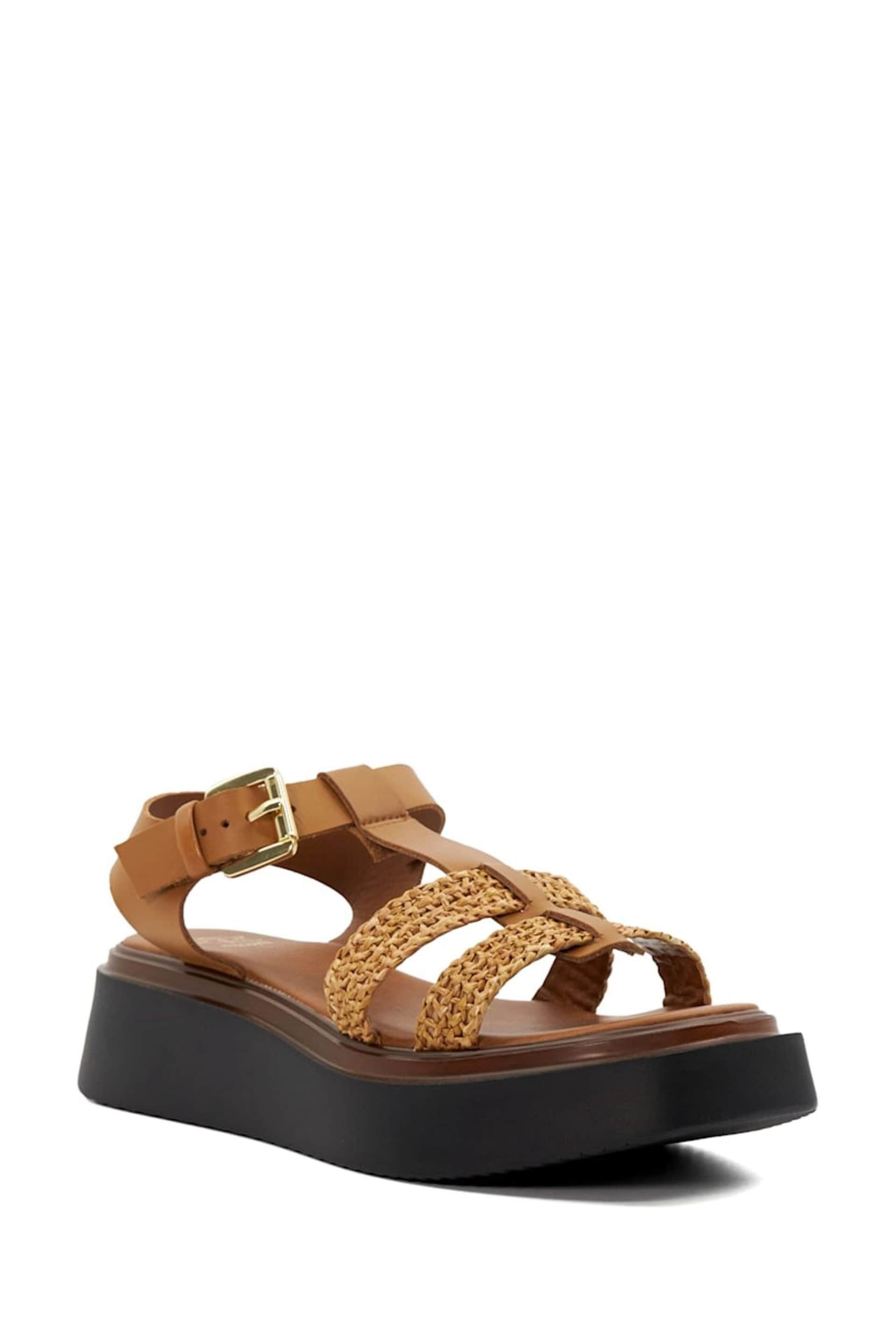 Dune London Brown Lyons T-Bar Flatform Sandals - Image 4 of 6