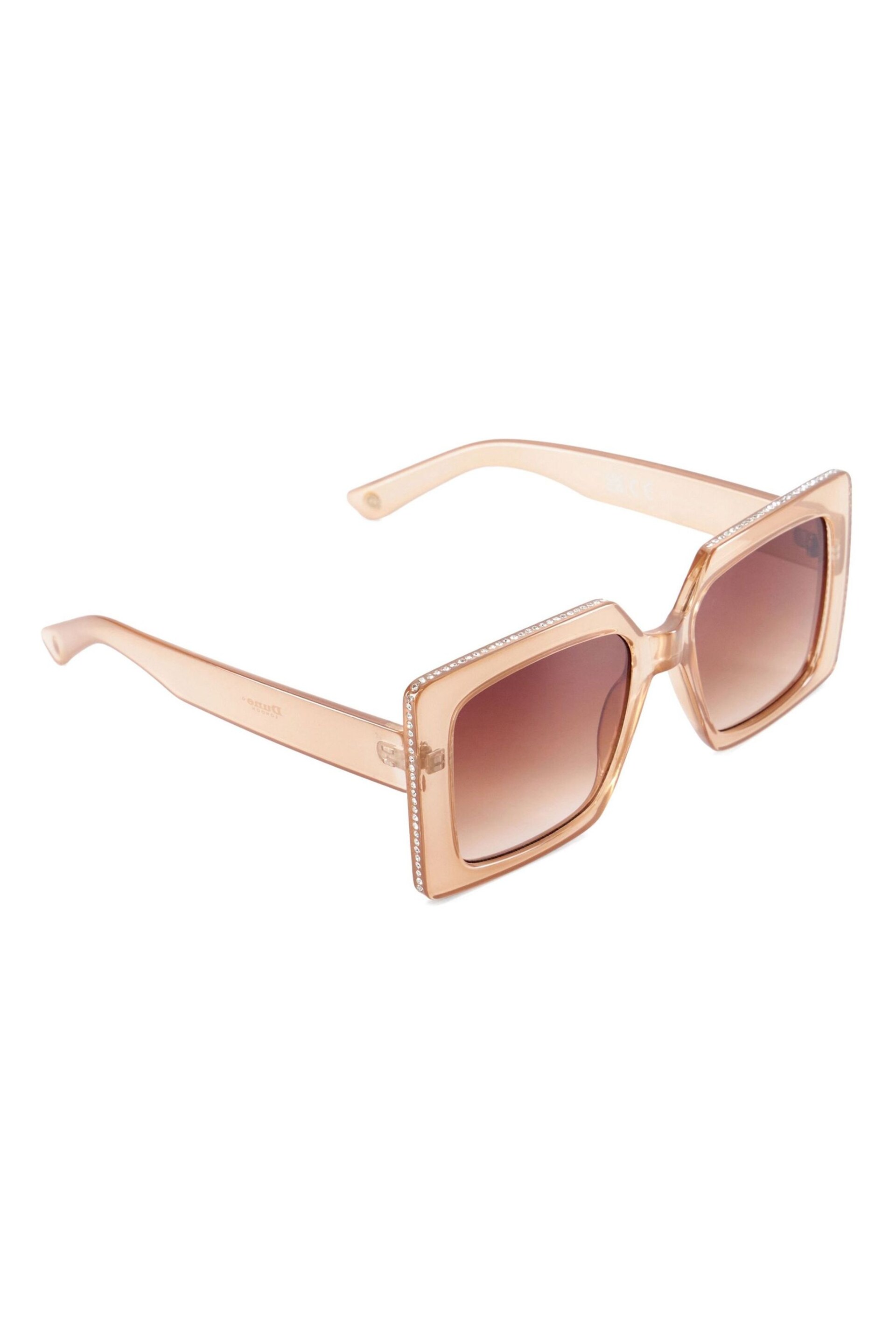 Dune London Pink Glitzy Diamanté Rectangular Sunglasses - Image 2 of 5