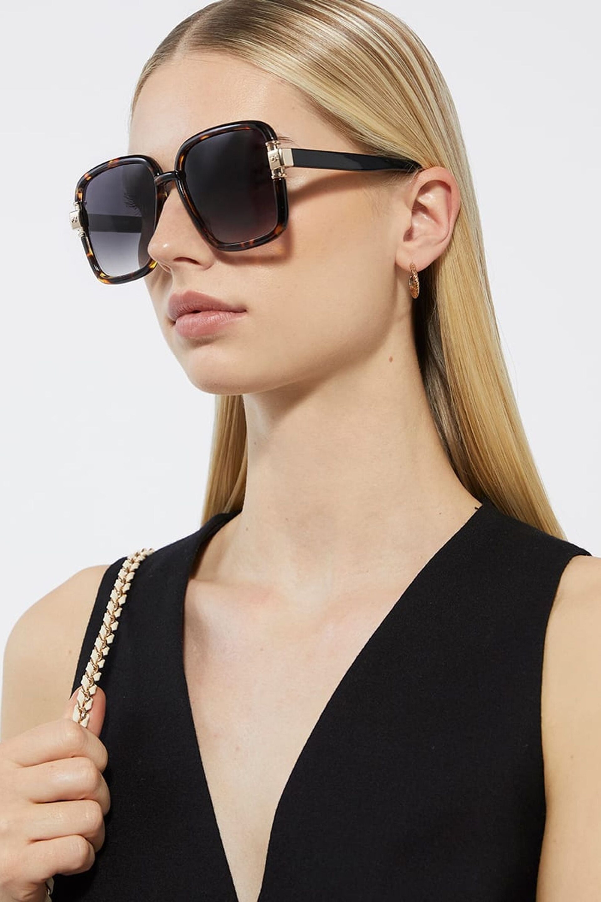 Dune London Animal Gabby Oversized Retro Square Frame Sunglasses - Image 1 of 4