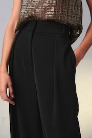 Black Elastic Back Wide Leg Trousers - Image 4 of 7