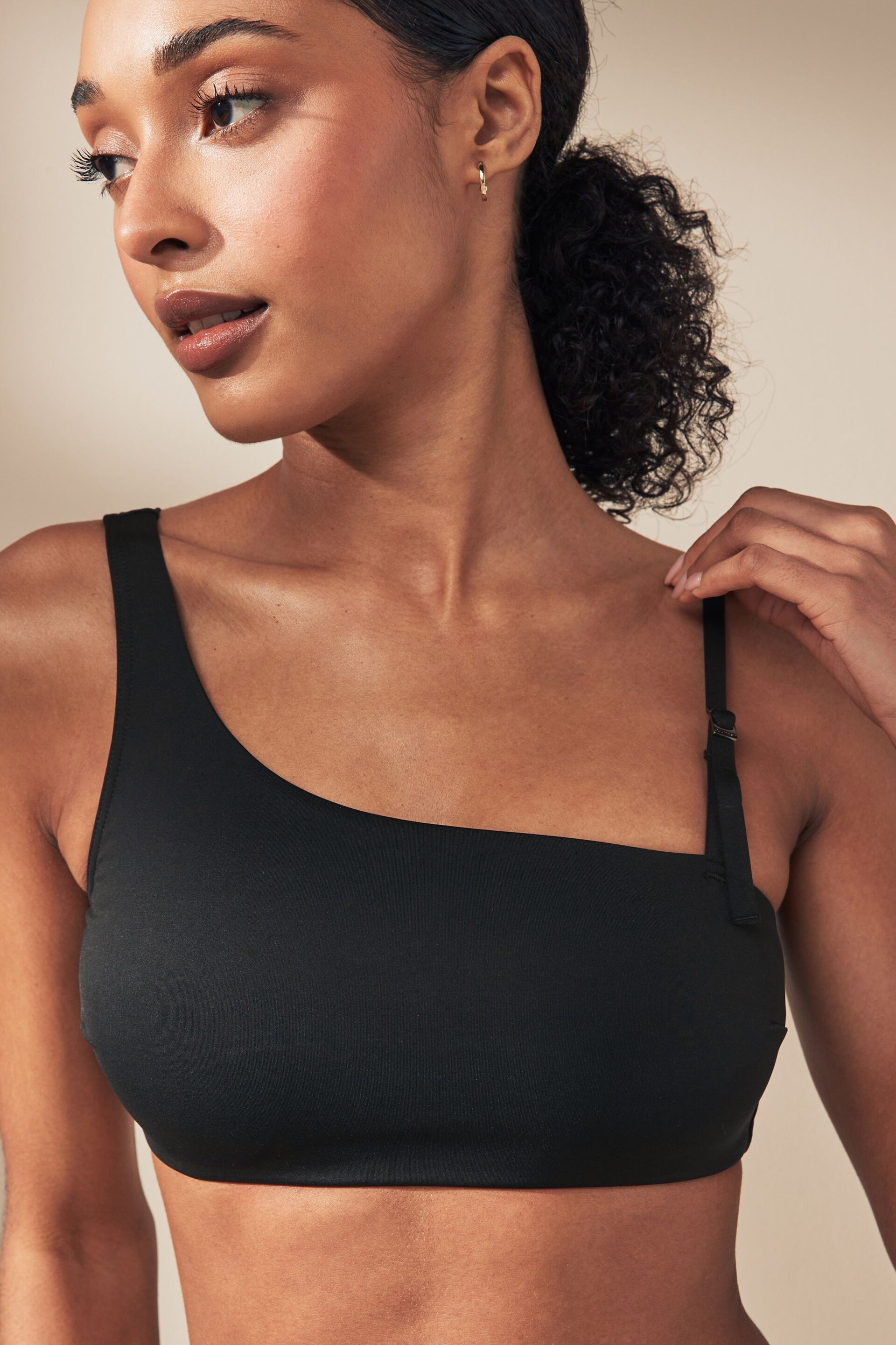 Calvin Klein Black One Shoulder Bralette - Image 1 of 4