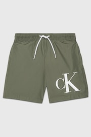 Calvin Klein Green Chrome Medium Drawstring Graphic Shorts - Image 1 of 2