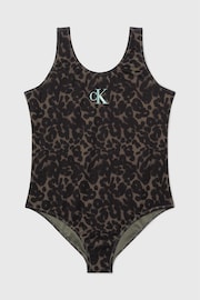 Calvin Klein Green Leopard Swimsuit - Image 2 of 2