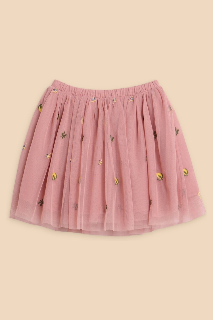 White Stuff Pink 100% Cotton Embroidered Tulle Skirt - Image 1 of 3