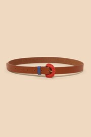 White Stuff Brown Woven Leather Buckle Belt - Image 2 of 3