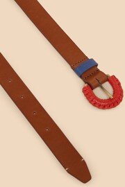 White Stuff Brown Woven Leather Buckle Belt - Image 3 of 3