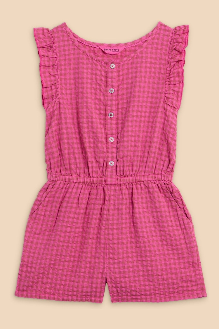 White Stuff Pink Gingham 100% Cotton Playsuit - Image 1 of 3