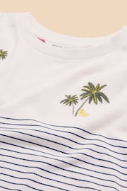 White Stuff White Embroidered Stripe 100% Cotton T-Shirt - Image 3 of 3