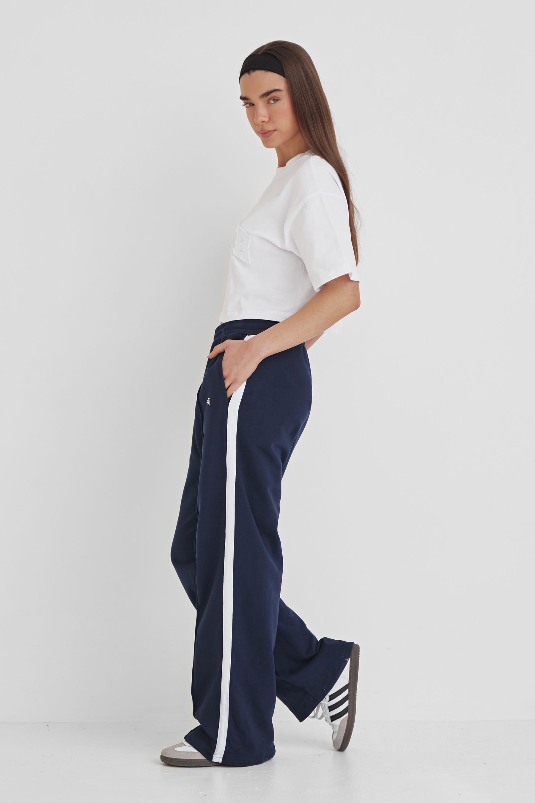 Buy 4th Reckless Blue 100 Cotton Madison Wide Leg Joggers from the Next UK online shop