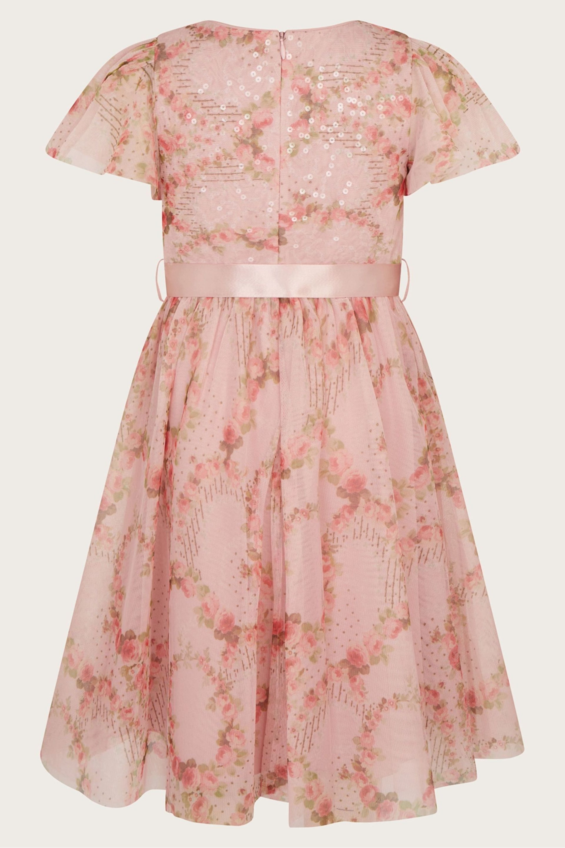 Monsoon Pink Rose Print Dress - Image 2 of 3