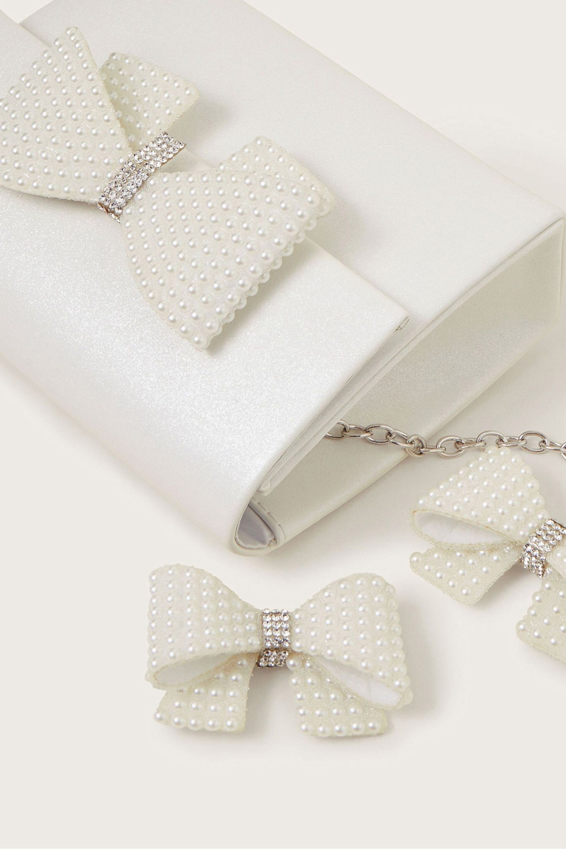 Monsoon Natural Pearl Bow Bag And Hair Clips Set - Image 3 of 3