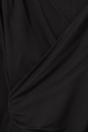 Reiss Black Dionne Jersey Wrap Front Midi Dress - Image 5 of 5