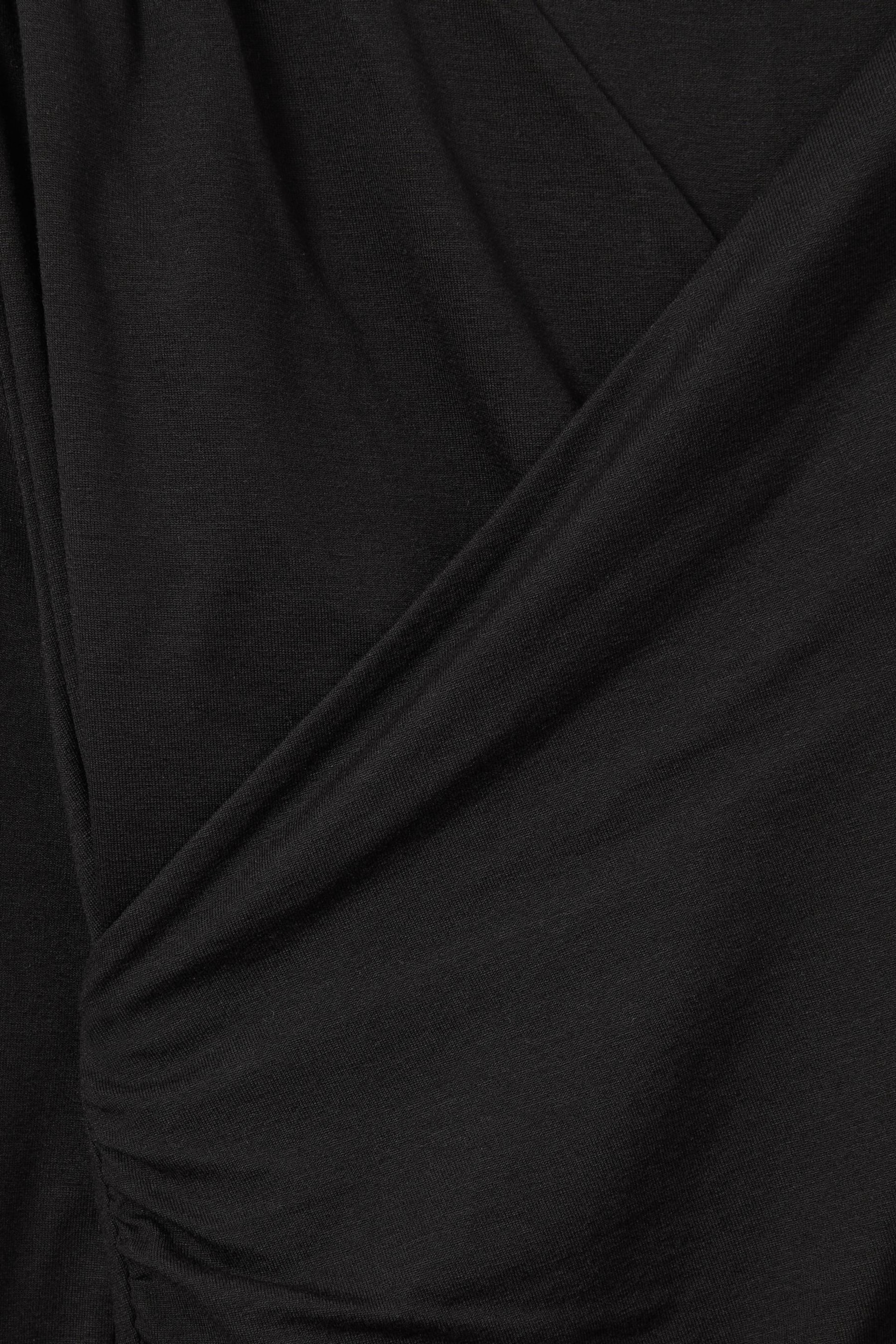 Reiss Black Dionne Jersey Wrap Front Midi Dress - Image 5 of 5
