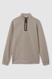 Reiss Taupe Hale Contrast Half-Zip Funnel Neck Jumper - Image 2 of 5