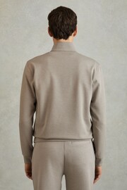 Reiss Taupe Hale Contrast Half-Zip Funnel Neck Jumper - Image 4 of 5