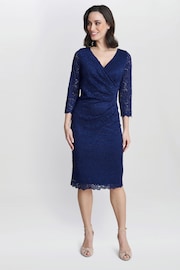 Gina Bacconi Blue Melody Lace Wrap Dress - Image 3 of 5