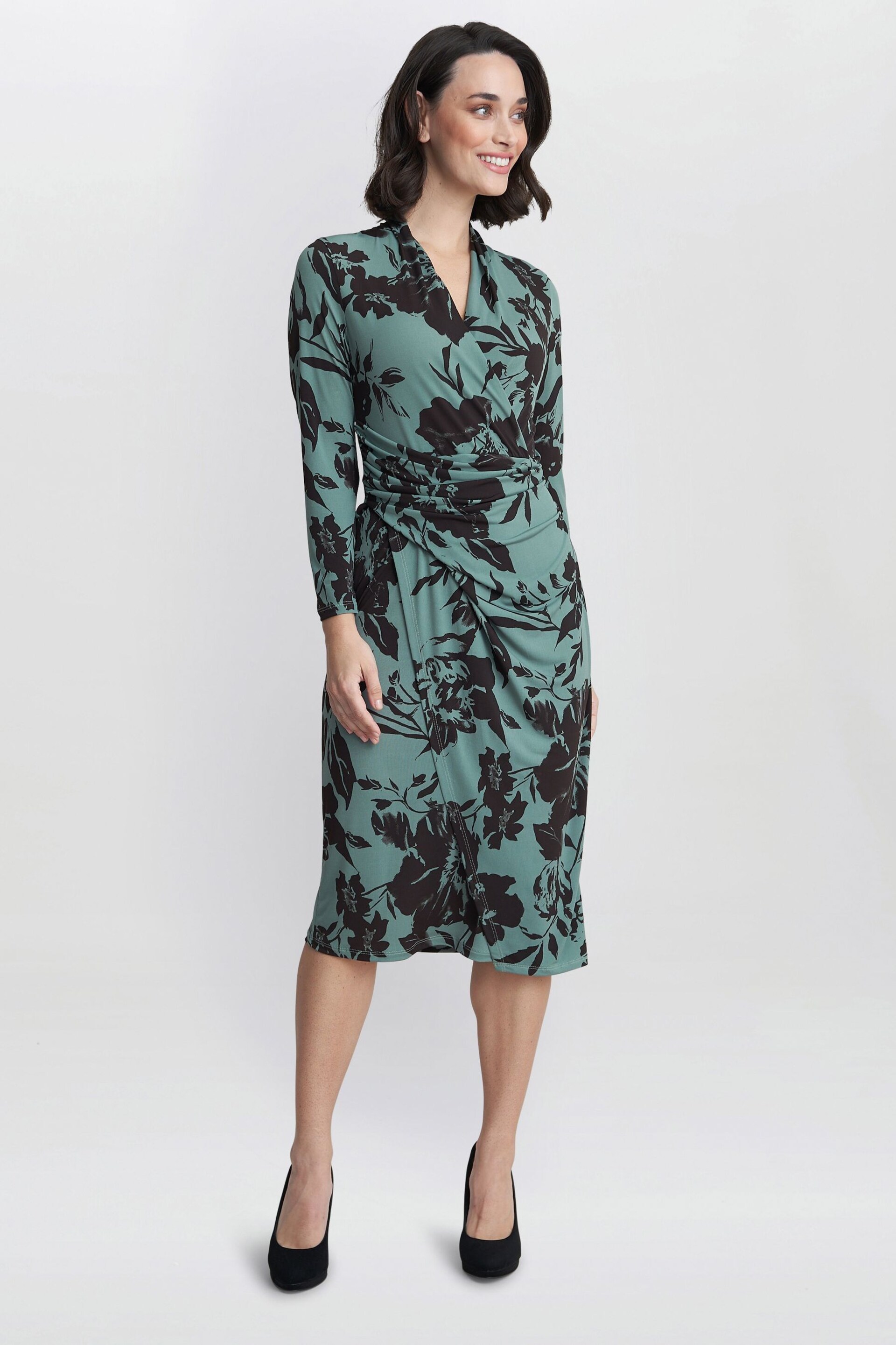 Gina Bacconi Green Ivy Jersey Wrap Dress - Image 2 of 4