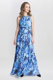 Gina Bacconi Blue Maria Maxi Printed Sleeveless Dress - Image 5 of 7