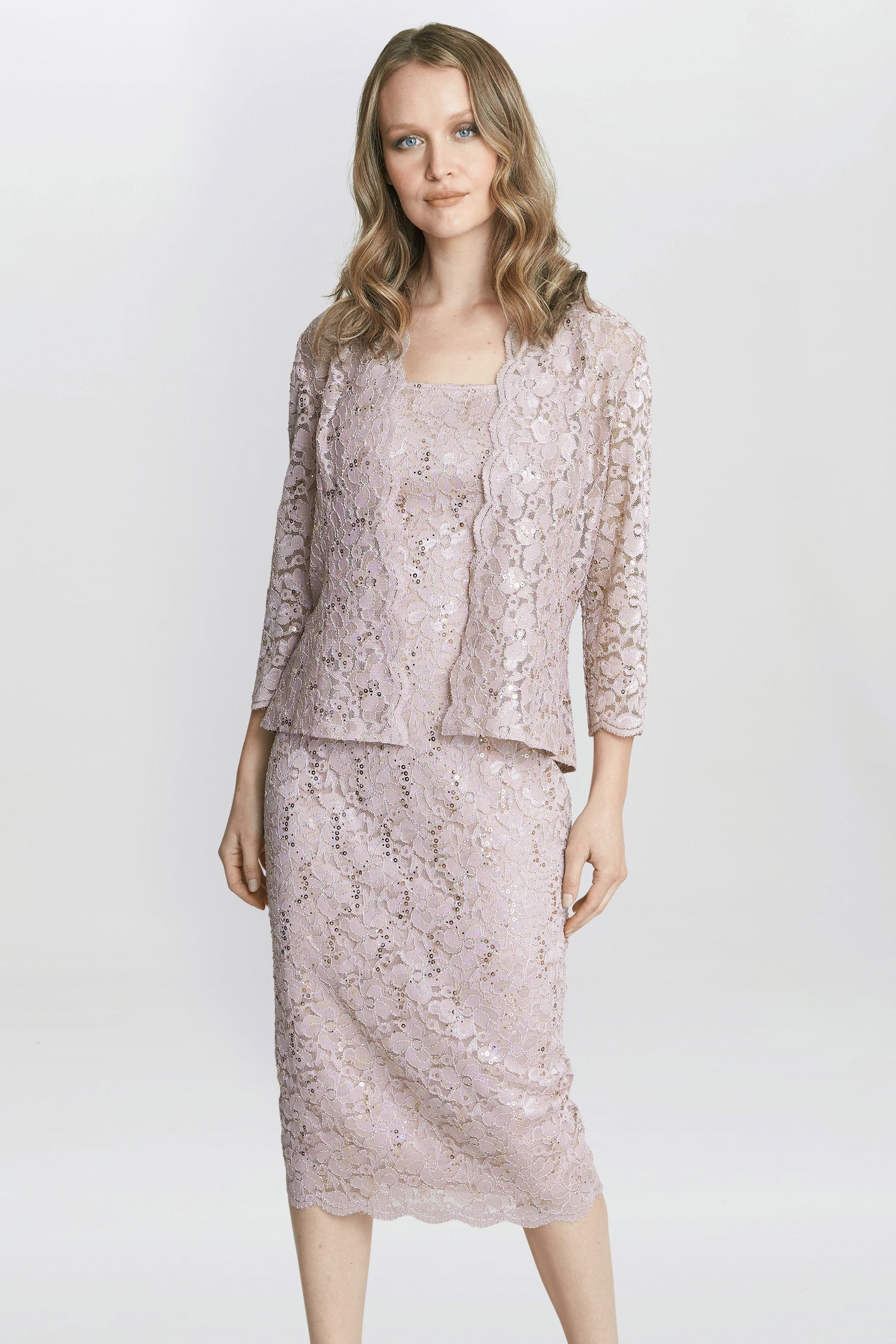 Buy Gina Bacconi Pink Kayla Lace Midi Length Jacket And Dress from Next Luxembourg