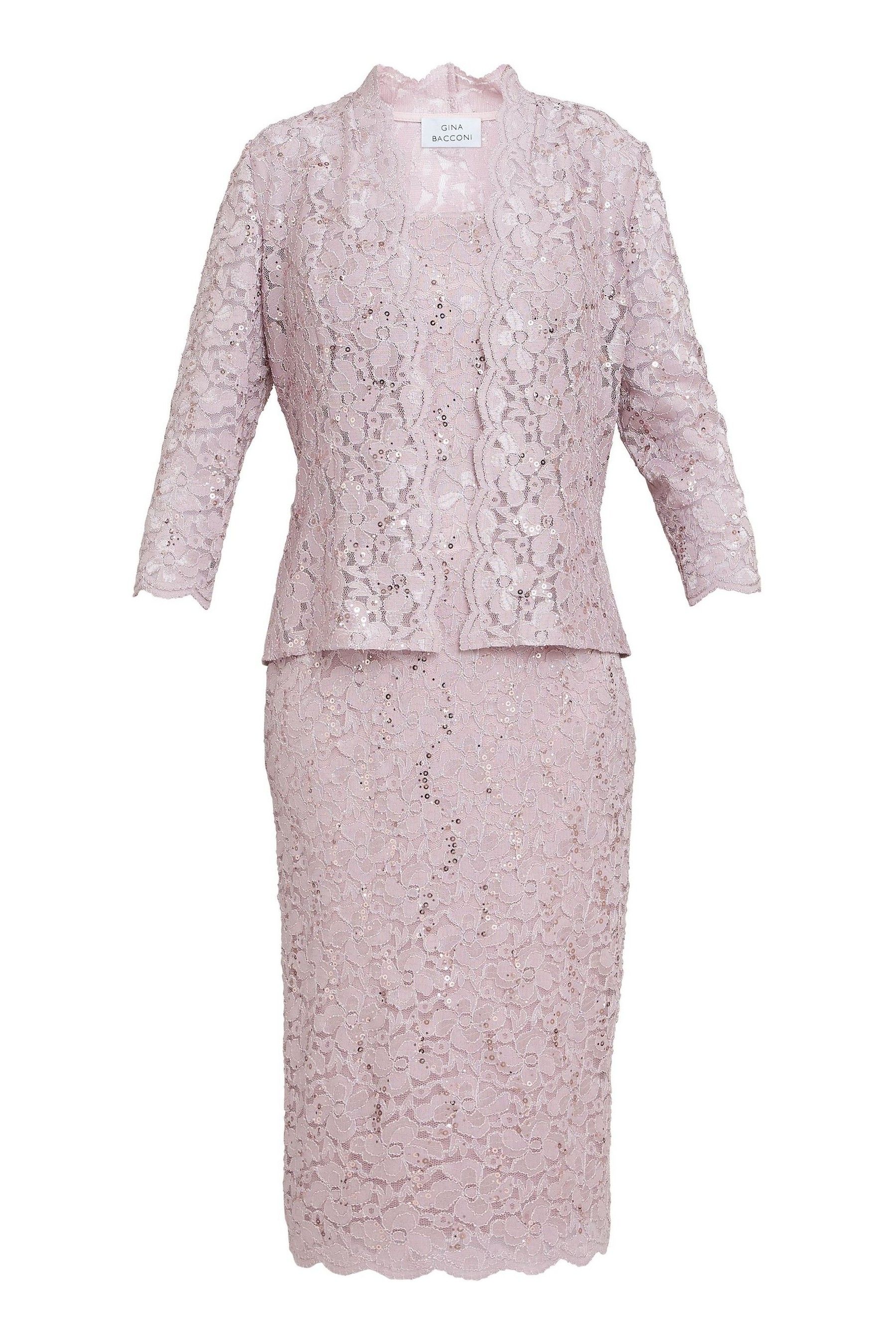 Gina bacconi pink lace dress deals