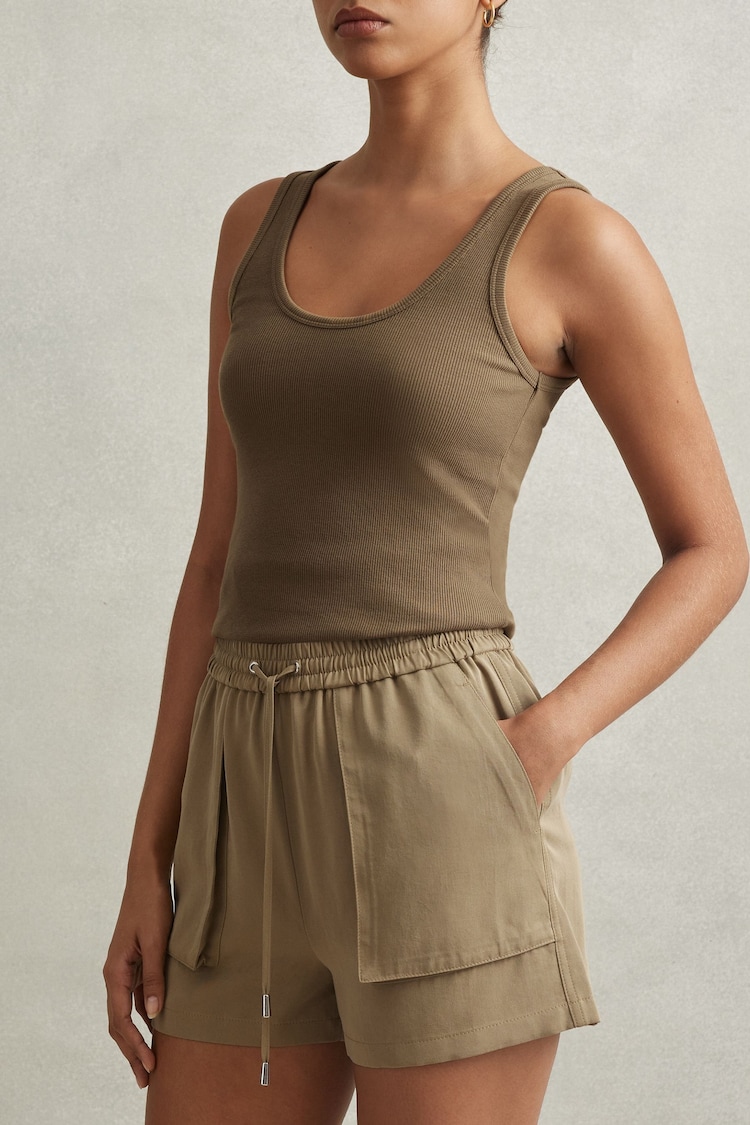 Reiss Khaki Violet Scoop Neck Jersey Vest Top - Image 1 of 6