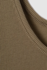 Reiss Khaki Violet Scoop Neck Jersey Vest Top - Image 6 of 6