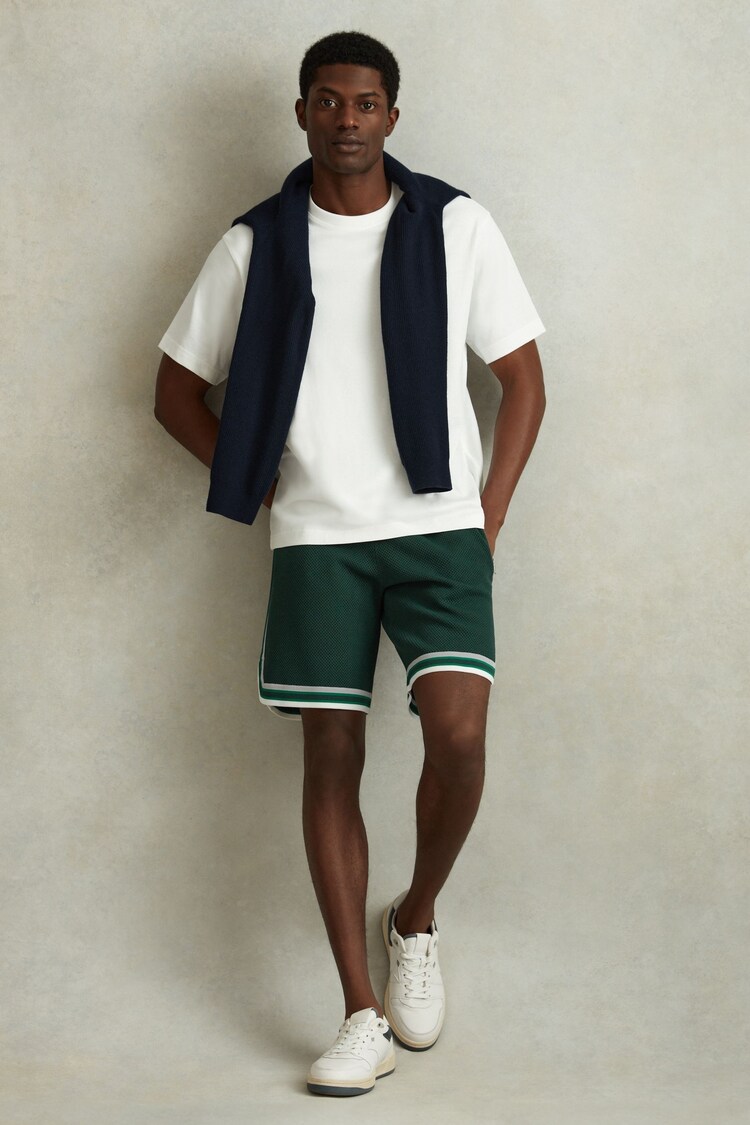 Reiss Green Multi Jack Knitted Elasticated Waist Shorts - Image 1 of 6