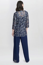 Gina Bacconi Blue Nikki 3 Piece Trousers Suit: With Embroidered Tank Top And Elongated Jacket - Image 2 of 6