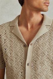 Reiss Stone Corsica Crochet Cuban Collar Shirt - Image 4 of 6