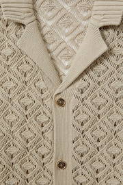 Reiss Stone Corsica Crochet Cuban Collar Shirt - Image 6 of 6