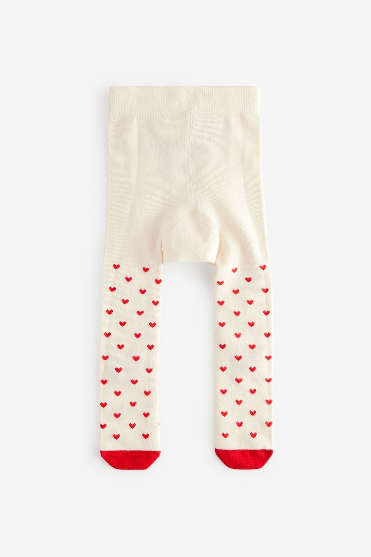 Ecru Cream/Red Hearts And Bow Christmas Bow Baby Tights (0mths-2yrs) - Image 2 of 3