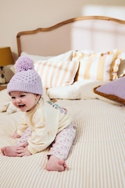 Lilac Waffle Knit Baby Pom Hat (0mths-2yrs) - Image 2 of 5