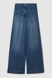 Reiss Mid Blue Kira Petite Front Pocket Wide Leg Jeans - Image 2 of 7