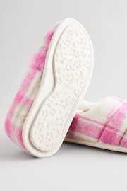 Pink Check Faux Fur Quilted Shoot Slippers - Image 7 of 7