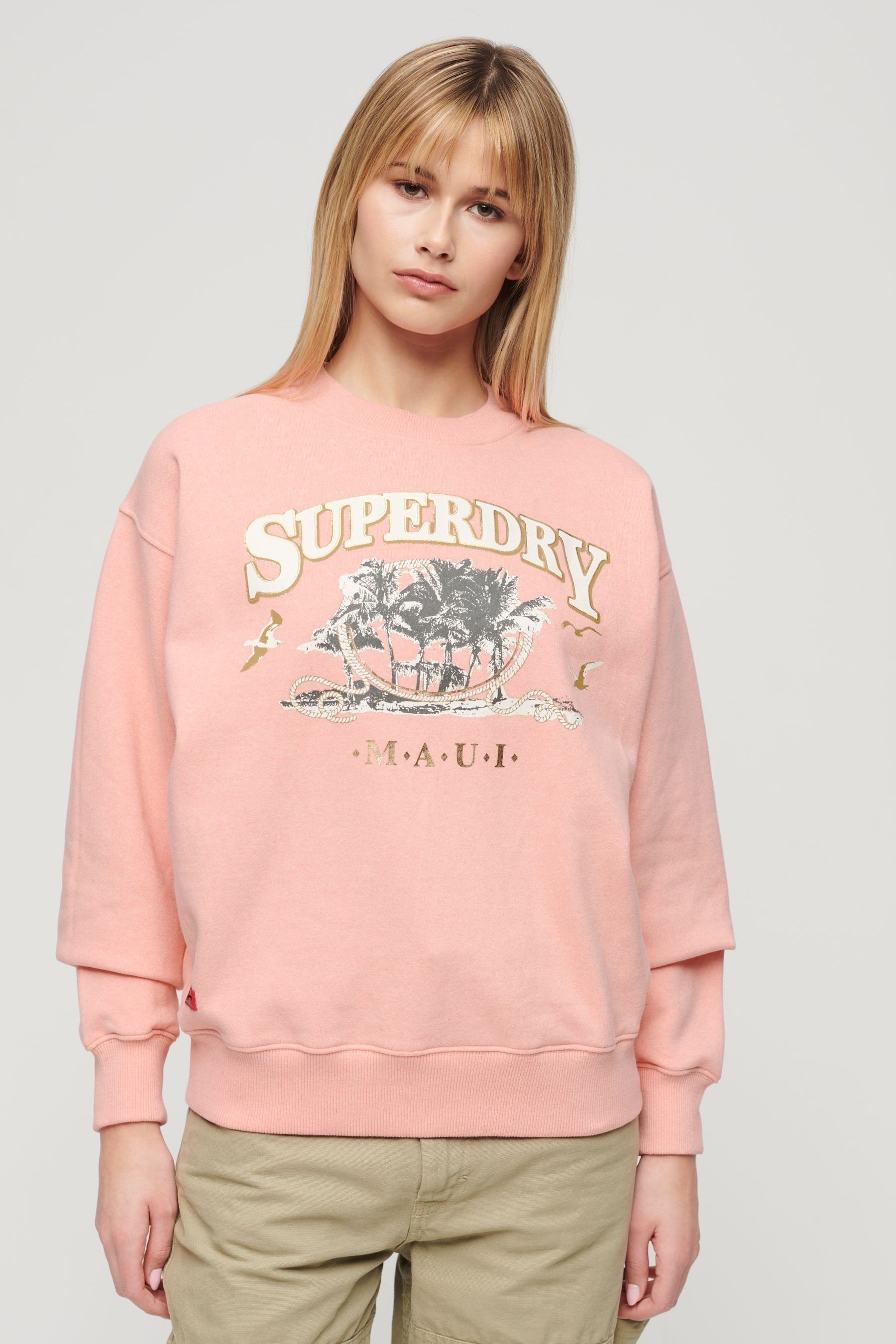 Buy Superdry Pink Travel Souvenir Loose Sweatshirt from Next Luxembourg