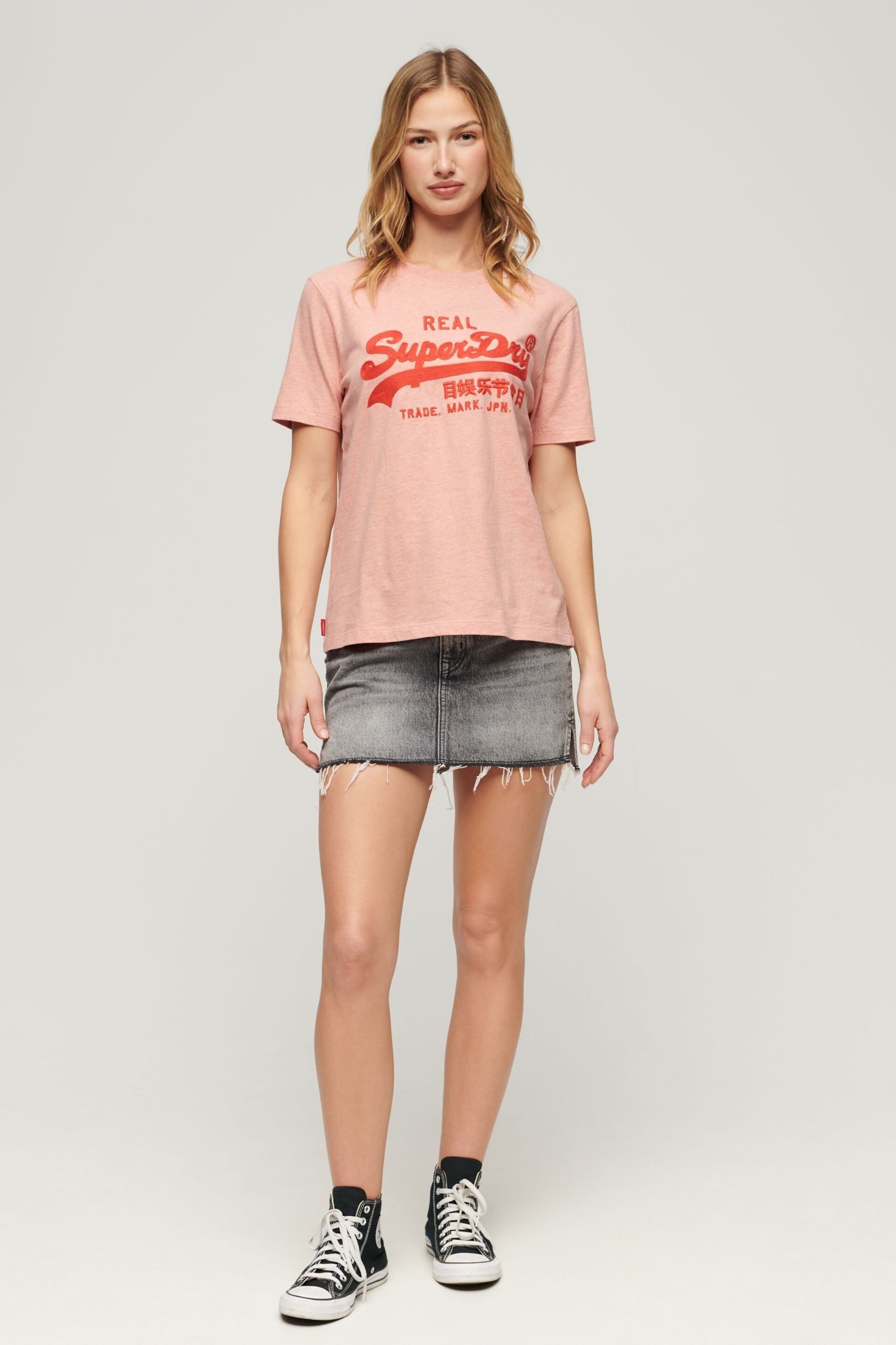 Superdry Pink Embroidered Vintage Logo T-Shirt - Image 2 of 3