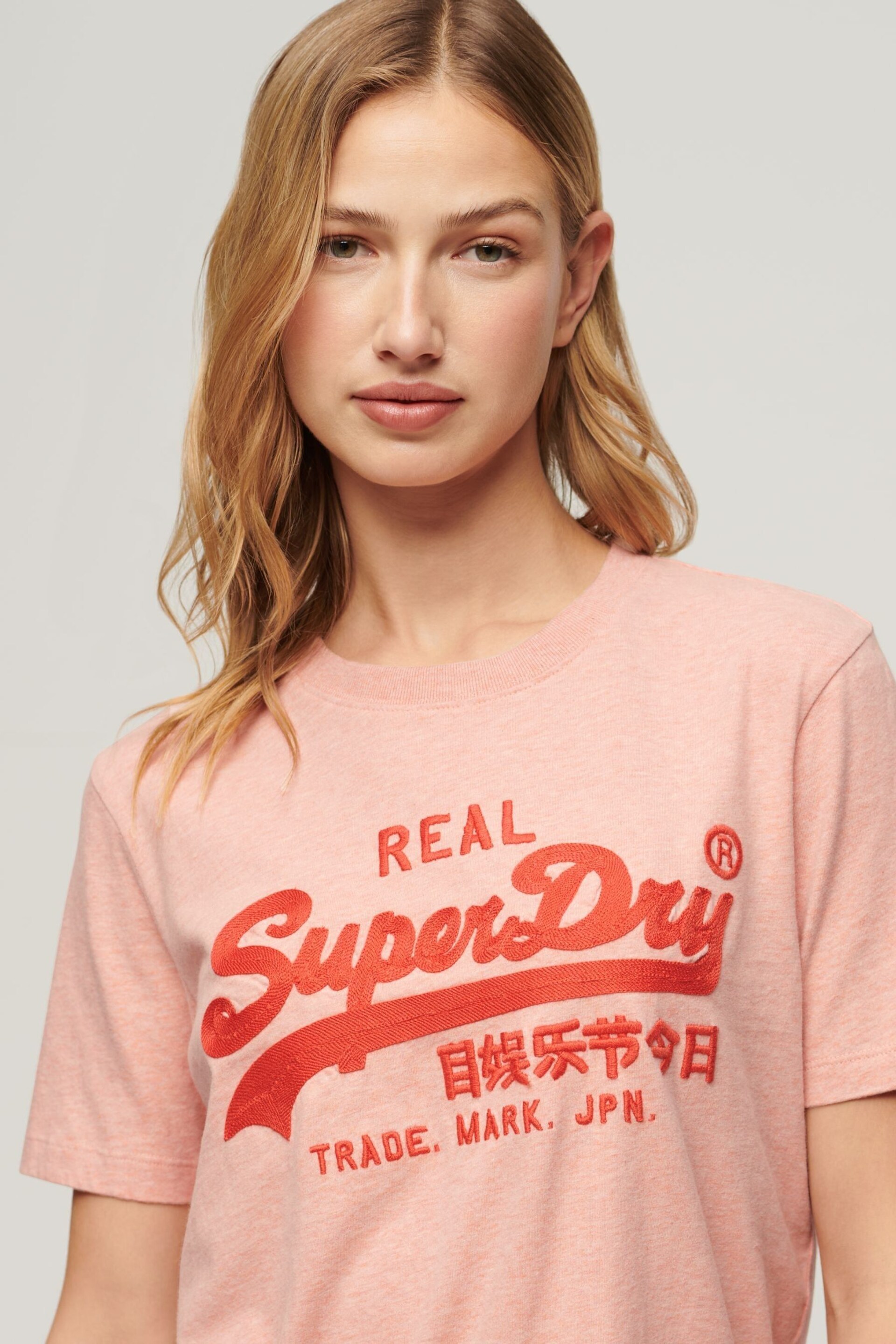 Superdry Pink Embroidered Vintage Logo T-Shirt - Image 3 of 3