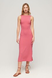 Superdry Pink Jersey Twist Back Midi Dress - Image 1 of 6